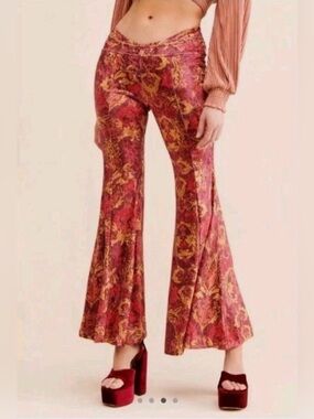 Free People Hold Me Closer Flame Combo Bell Bottom Flare Pants